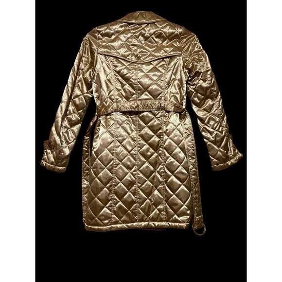 Y2K South Pole Quilted Trench Coat M Gold Belt McBling ASO Jaslene Gonzalez ANTM - Picture 8 of 14